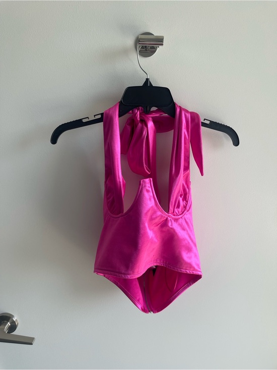 AKIRA Tops - Akira Pink Satin Halter Crop Top